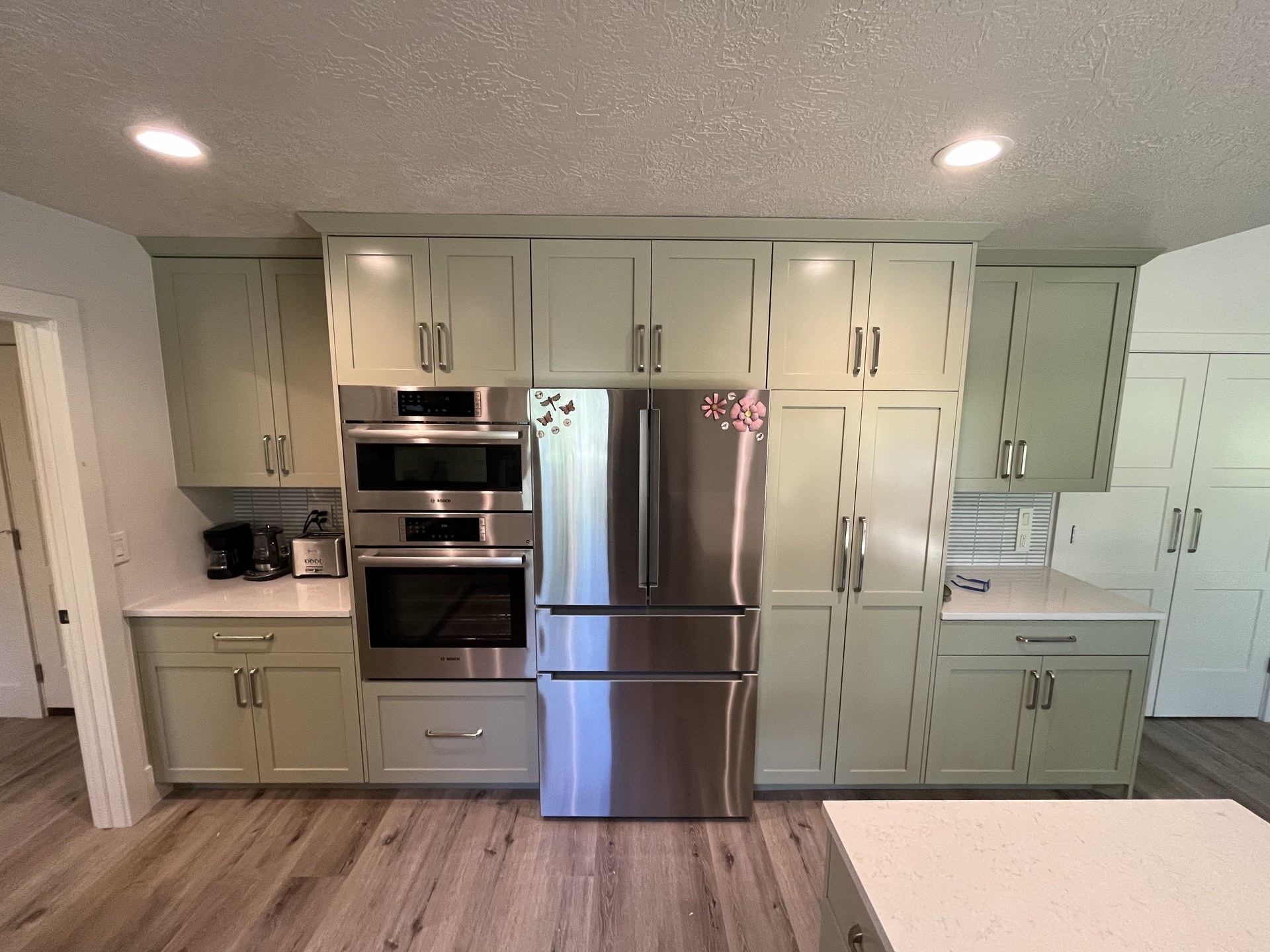 Sage shaker kitchen pantry wall — Draper, UT scale kitchen example